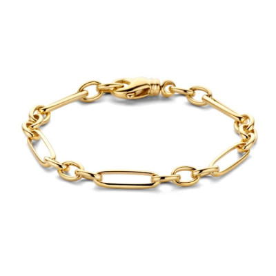 Gouden schakelarmband met afwisselend patroon