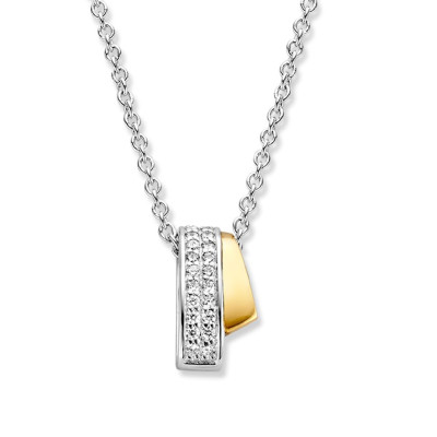 Hanger van 14-karaat goud en zilver met zirkonia - Hoogte 16 mm