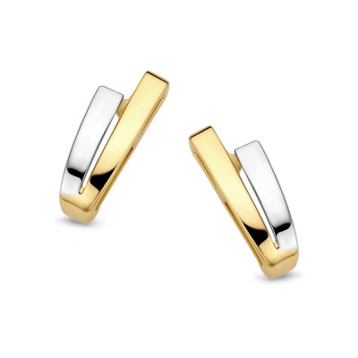 Bicolor oorstekers 14-karaat goud & witgoud - 17 mm