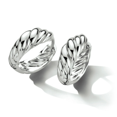 Gedraaide klapoorringen zilver gerhodineerd - 16 mm