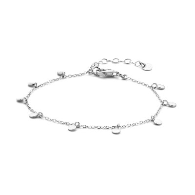 Zilveren schakelarmband met ronde bedeltjes en verstelbare sluiting