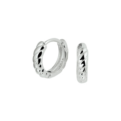 Gedraaide klapcreolen zilver gerhodineerd - 11 mm diameter