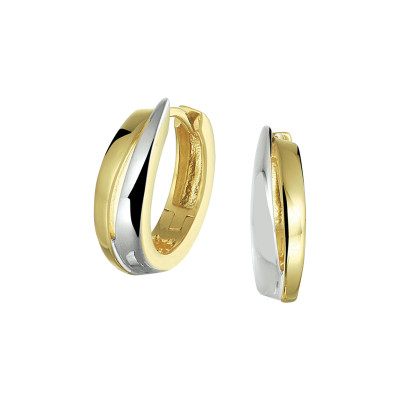 Bicolor klapcreolen 14-karaat goud & witgoud - 4.5 x 14.5 mm