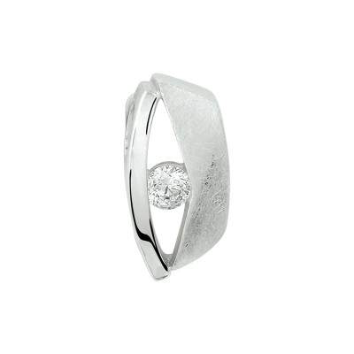 Zilveren abstracte hanger met zirkonia 7.5 mm breed - Hoogte 15.5 mm