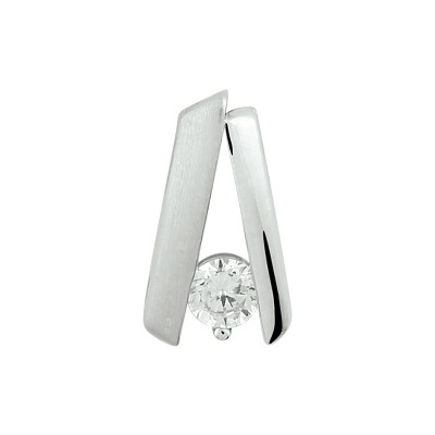 Zilveren fantasie hanger met zirkonia 7 mm breed - Hoogte 12.5 mm