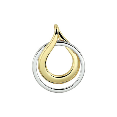 Bicolor gouden hanger met druppelvorm en cirkels 15 mm breed - Hoogte 20 mm