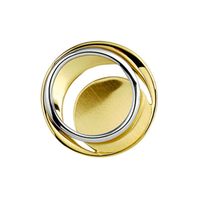 Bicolor gouden hanger met drie cirkels - Diameter 14.5 mm