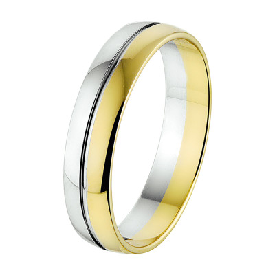 14-karaat bicolor trouwring met naadloze overgang