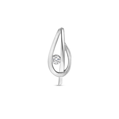 Zilveren druppel hanger met transparante zirkonia 8 mm breed - Hoogte 20.5 mm