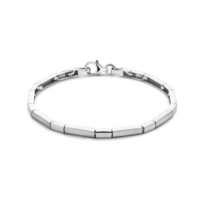 Zilveren schakelarmband met matte afwerking en karabijnsluiting