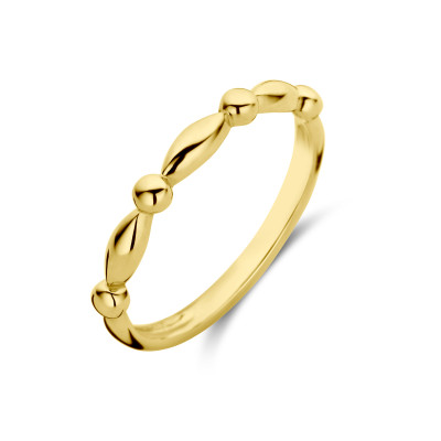 14-karaat gouden bolletjesring met glanzende afwerking