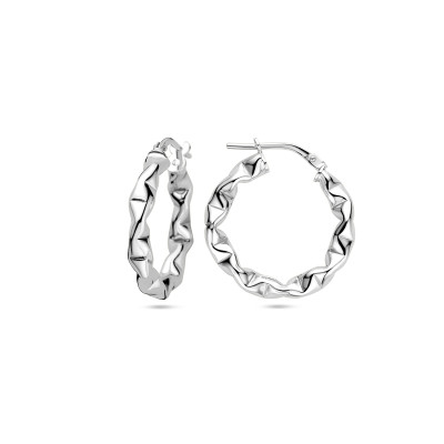 Wokkel oorringen zilver gerhodineerd