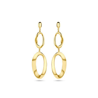 Ovale oorhangers goud 14-karaat - Hoogte 50 mm