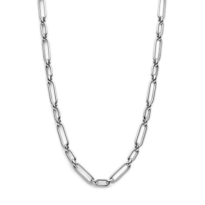 Paperclipschakel collier - Gerhodineerd zilver - Lengte verstelbaar 42-45 cm