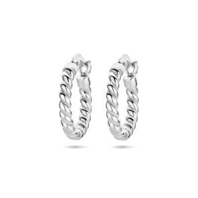 Gedraaide oorringen van gerhodineerd zilver - Breedte 2.5 mm - Diameter 15 mm