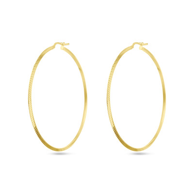 Gold plated gediamanteerde oorringen - Breedte 2.2 mm - Diameter 64