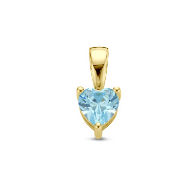 Gouden geboortesteen hanger hartje - Hoogte 9.5 mm - Maand maart