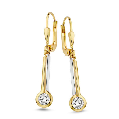 Ronde oorhangers zirkonia bicolor - 32 mm