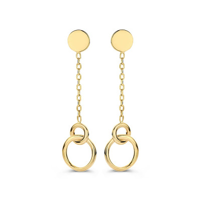 Ronde oorhangers goud 14-karaat - Hoogte 39 mm