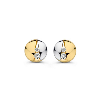 Ronde oorbellen zirkonia bicolor - 6.5 mm