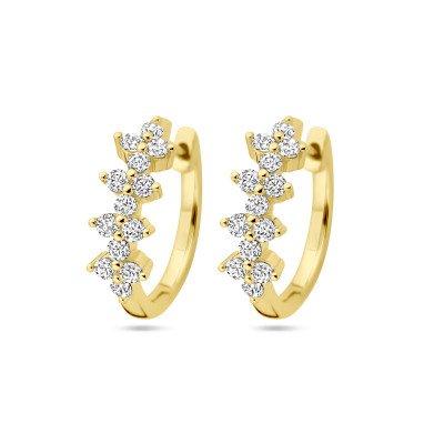 Goudkleurige klapoorringen met zirkonia's - Diameter 15 mm