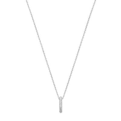 Ronde zirkonia hanger collier 1.2 mm - Zilver gerhodineerd - Lengte verstelbaar 42-45 cm