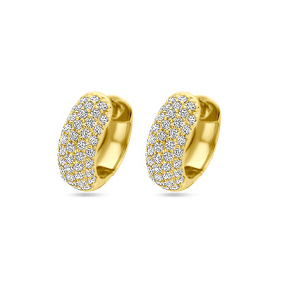 Gold plated brede klapoorringen met pavé zirkonia's - 6 x 16 mm