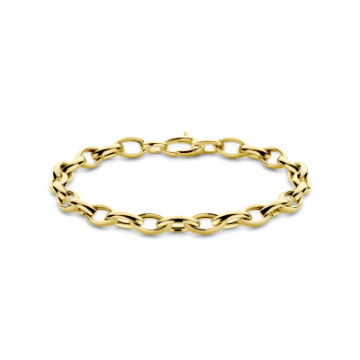 Trendy 14-karaat gouden schakelarmband met ovale schakels 6 mm - Lengte 19.5 cm