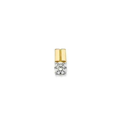 Rechte gouden hanger met ronde steen 3.9 mm breed - Hoogte 8.5 mm