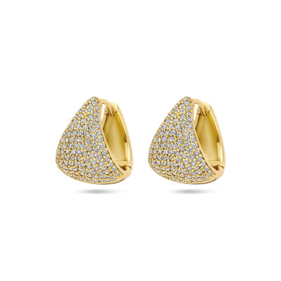 Vergulde klapoorringen met zirkonia's - diameter 15 mm