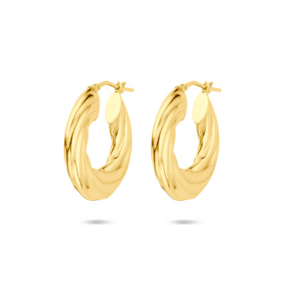 Gedraaide oorringen gold plating - Diameter 28 mm