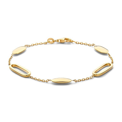Ovale armband van glanzend 14-karaat goud en 6.7 mm breed - Lengte 19 cm