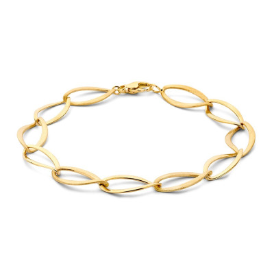 Opvallende armband met matte en glanzende schakels met een twist van goud - Lengte 19 cm