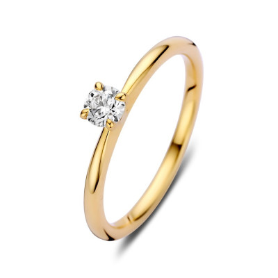 14-karaat gouden solitaire ring met een ronde 0.25 crt diamant