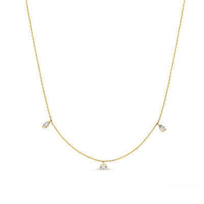 Gouden collier met diamanten in marquise ronde en druppelvorm 0.24 crt - Lengte 43,45 cm