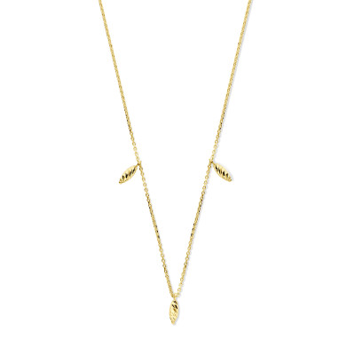 Ketting gediamanteerd 14-karaat goud met 3 hangers - Lengte 42-44 cm