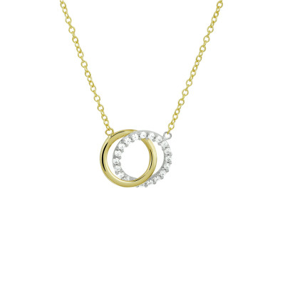 Ketting rondjes 14-karaat witgoud en goud glanzend zirkonia - Lengte 40-44 cm