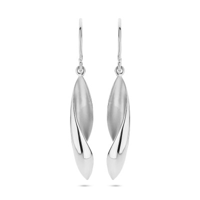 Gedraaide oorhangers zilver 925 mat binnen glanzend buiten - 6.5 mm breed x 45 mm hoog