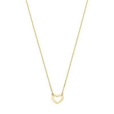 Ketting open hartje 14-karaat goud 8 mm x 6.5 mm breedte - Lengte 41-43-45 cm