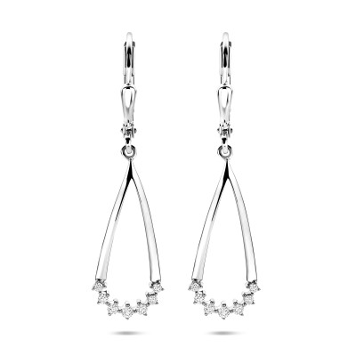 Oorhangers 925 sterling zilver transparante zirkonia druppel - 8.5 mm breed x 22.5 mm hoog