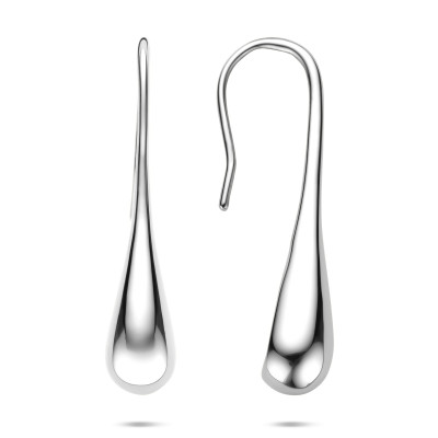 Druppel oorhangers zilver glanzend 925 - 7.5 mm breed x 38 mm hoog