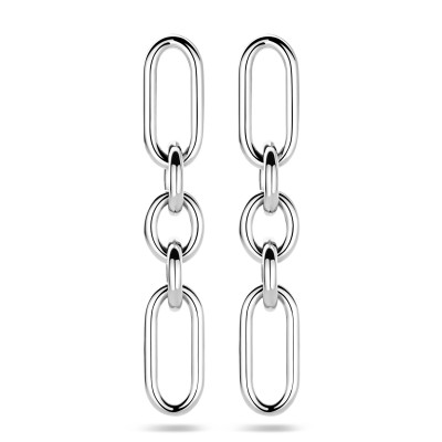 Ovale schakeloorbellen gerhodineerd 925 zilver - 8 mm breed x 48 mm hoog