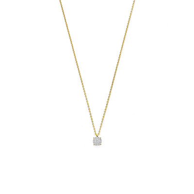 Ketting 14-karaat goud en 0.13 crt diamant hanger van witgoud - Lengte 43-44-45 cm