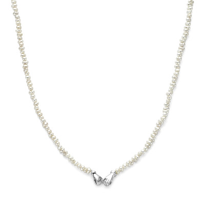 Parelketting 925 zilver handen 18 mm X 11.5 mm - Lengte 40-45 cm