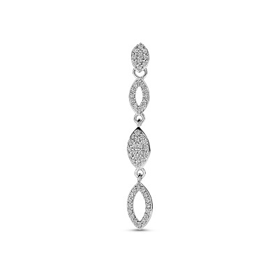 Ovale hanger 925 zilveren glanzend transparante zirkonia - 5.5 mm breed x 37 mm hoog