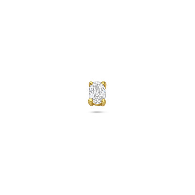 Gold plated oor piercing flatback ovaal zirkonia transparant 3 mm breed x 4 mm hoog - Per stuk