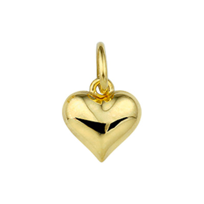 Hartjes hanger 14-karaat goud glanzend - 7.5 mm breed x 7 mm hoog