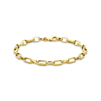 Schakelarmband dames anker 14-karaat goud glanzend 4.8 mm breedte - Lengte 19 cm