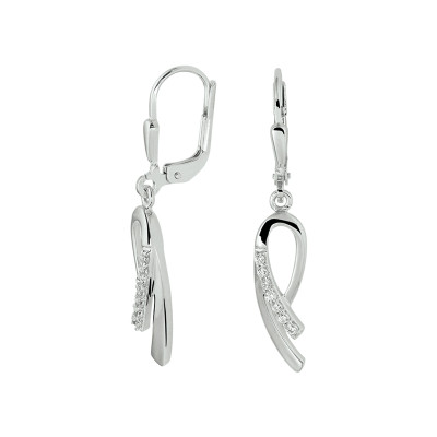 Oorhangers 925 zilveren zirkonia glanzend transparant - 6 mm breed x 35 mm hoog