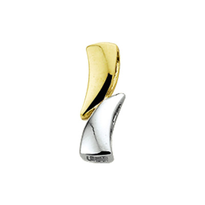 Bicolor gouden hanger met modern design glanzend - 4 mm breed x 11.5 mm hoog